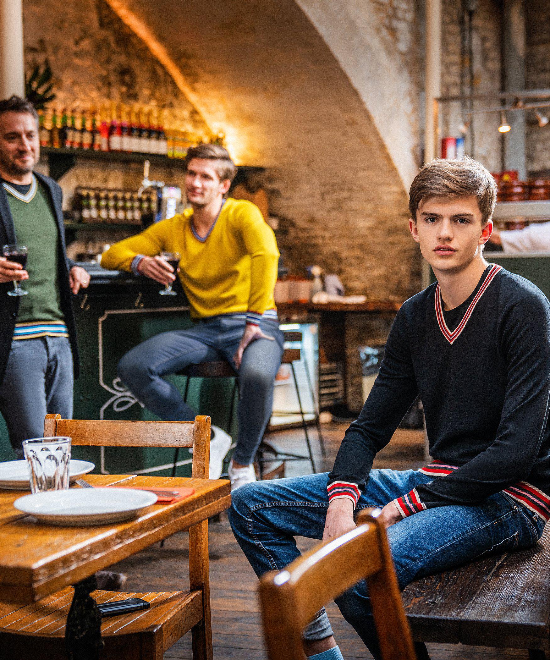 Black Merino V-Neck Jumper - MG Rivers Jumpers